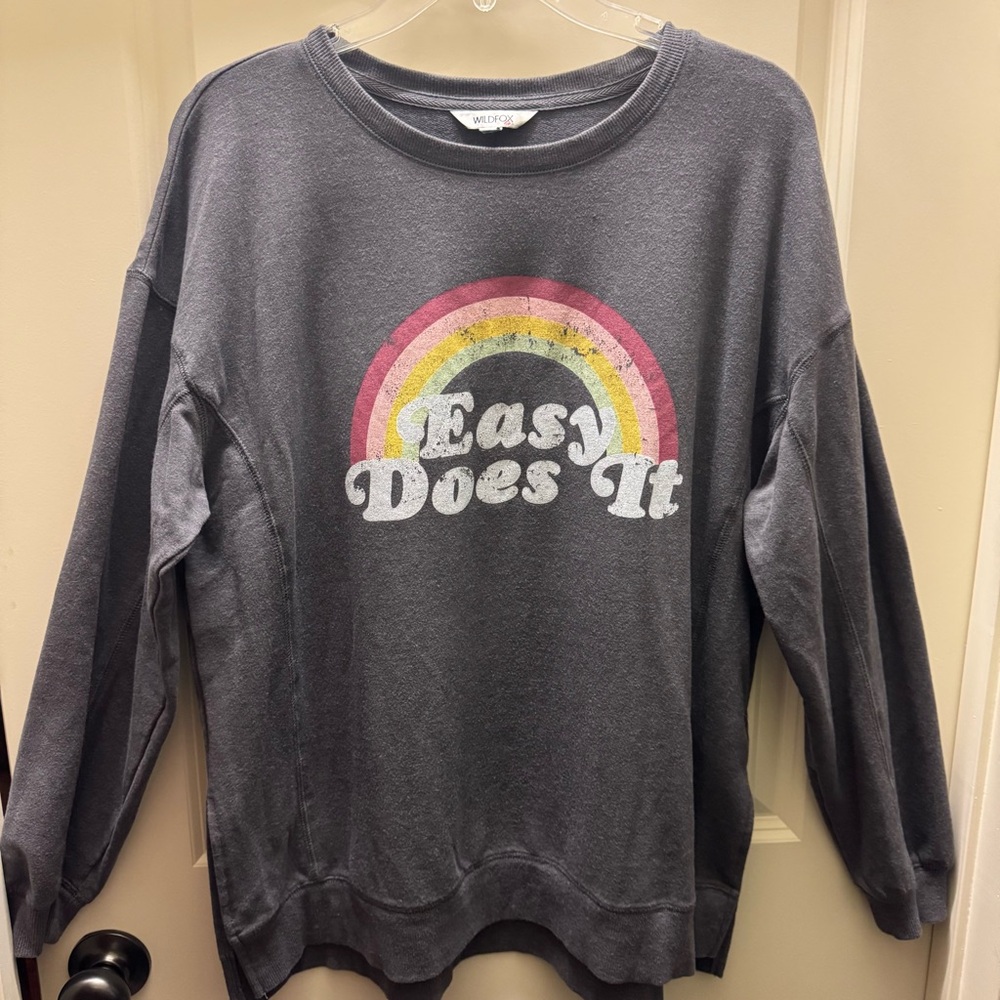 Wildfox Heather Gray Pullover- Easy Does It!
